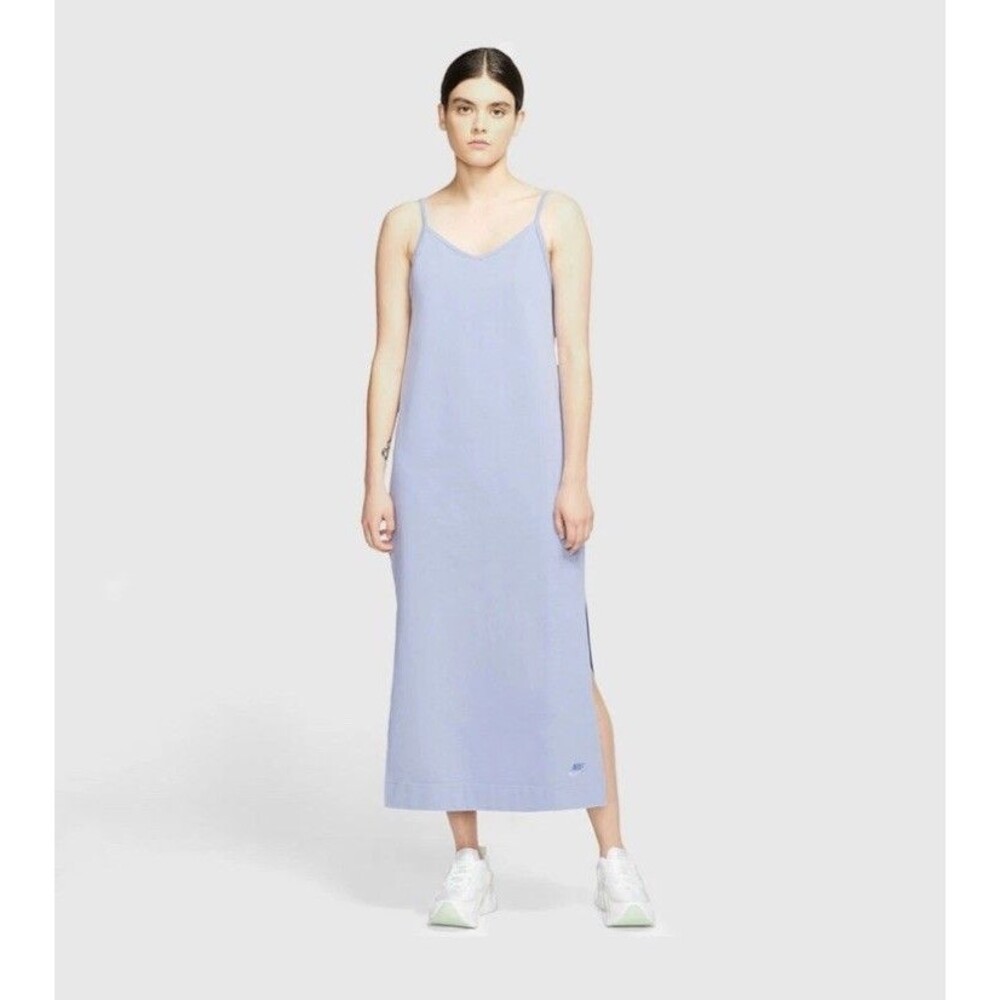 Nike Womens Size Small Cotton Jersey Long Maxi Dress Light Purple Lavender